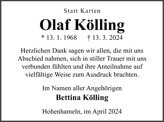 Anzeige von Olaf Kölling von 4401