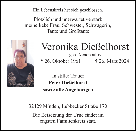 Anzeige von Veronika Dießelhorst von 4401