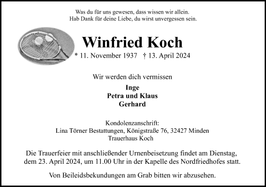 Anzeige von Winfried Koch von 4401