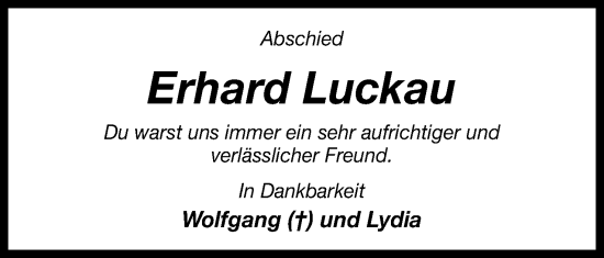 Anzeige von Erhard Luckau von 4401