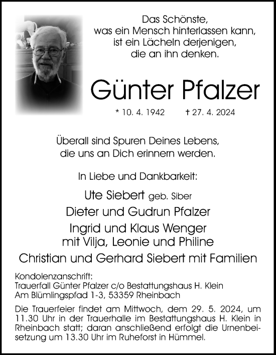 Anzeige von Günter Pfalzer von 4401