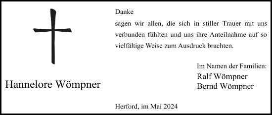 Anzeige von Hannelore Wömpner von 4401