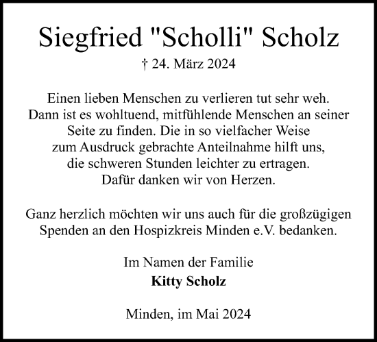 Anzeige von Siegfried  Scholz von 4401