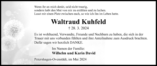 Anzeige von Waltraud Kuhfeld von 4401