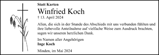 Anzeige von Winfried Koch von 4401