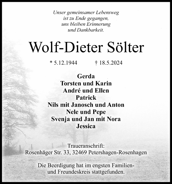 Anzeige von Wolf-Dieter Sölter von 4401