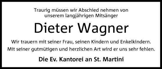 Anzeige von Dieter Wagner von 4401