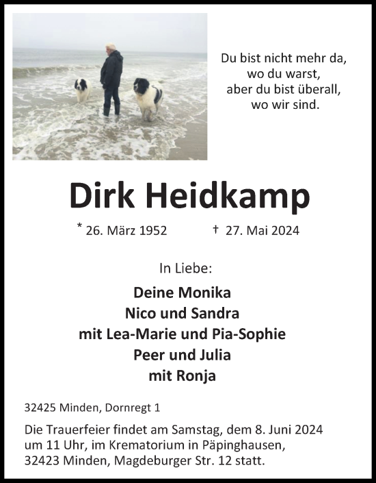 Anzeige von Dirk Heidkamp von 4401