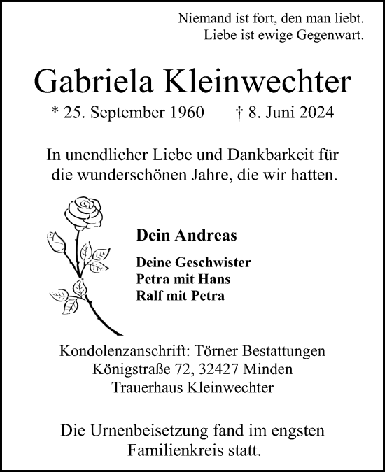 Anzeige von Gabriela Kleinwechter von 4401