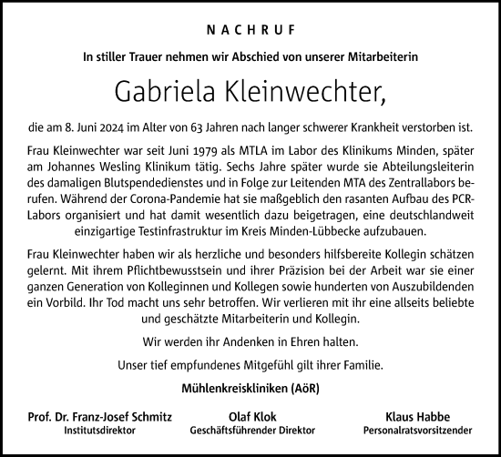 Anzeige von Gabriela Kleinwechter von 4401