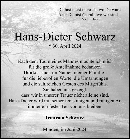 Anzeige von Hans-Dieter Schwarz von 4401