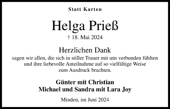 Anzeige von Helga Prieß von 4401