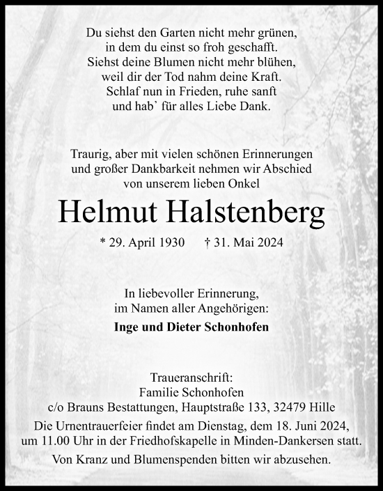 Anzeige von Helmut Halstenberg von 4401