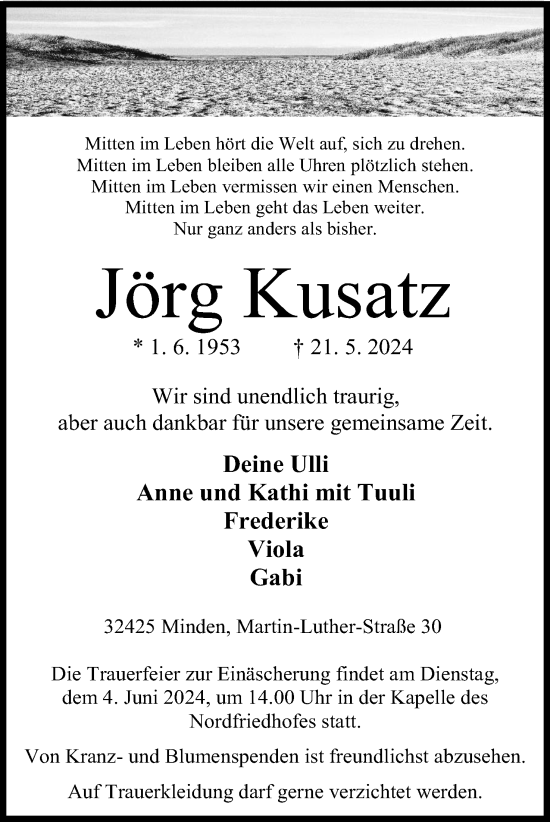 Anzeige von Jörg Kusatz von 4401