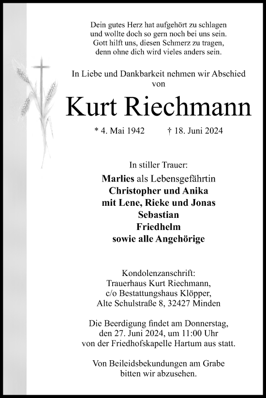 Anzeige von Kurt Riechmann von 4401