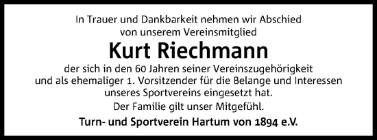 Anzeige von Kurt Riechmann von 4401