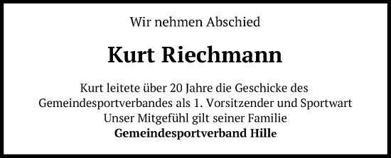 Anzeige von Kurt Riechmann von 4401