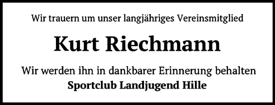 Anzeige von Kurt Riechmann von 4401