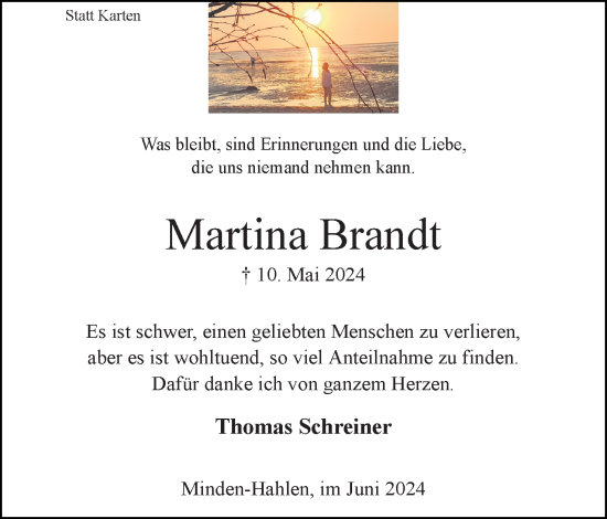 Anzeige von Martina Brandt von 4401