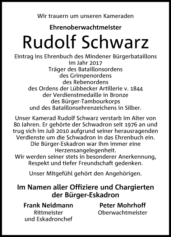 Anzeige von Rudolf Schwarz von 4401