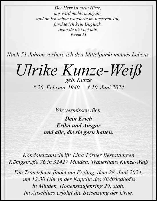 Anzeige von Ulrike Kunze-Weiß von 4401