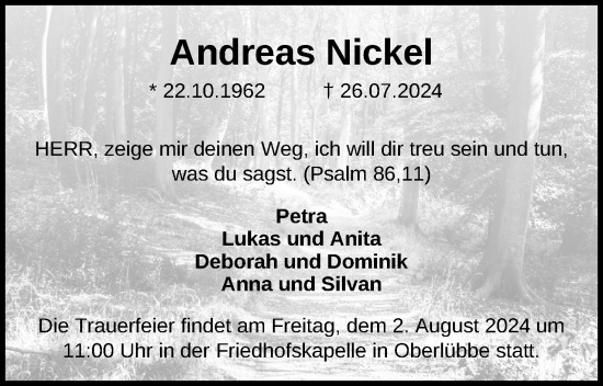 Anzeige von Andreas Nickel von 4401