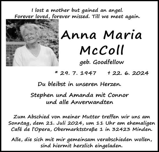 Anzeige von Anna Maria McColl von 4401