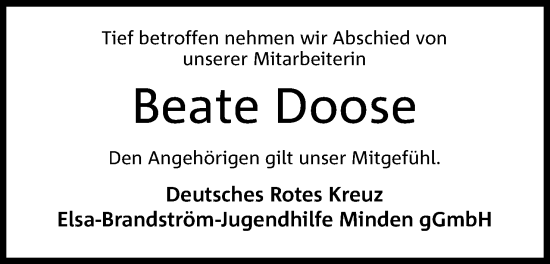 Anzeige von Beate Doose von 4401