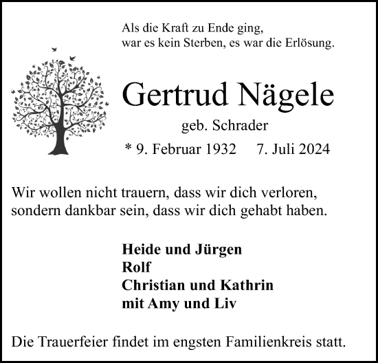 Anzeige von Gertrud Nägele von 4401