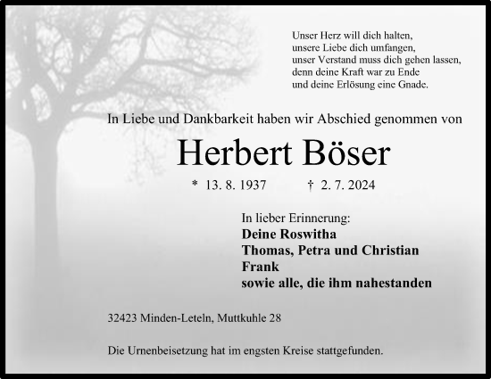 Anzeige von Herbert Böser von 4401