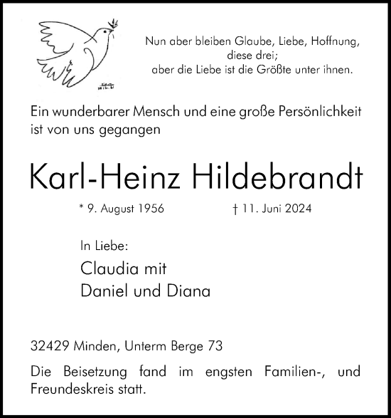 Anzeige von Karl-Heinz Hildebrandt von 4401