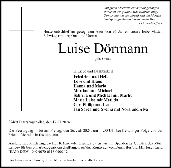 Anzeige von Luise Dörmann von 4401