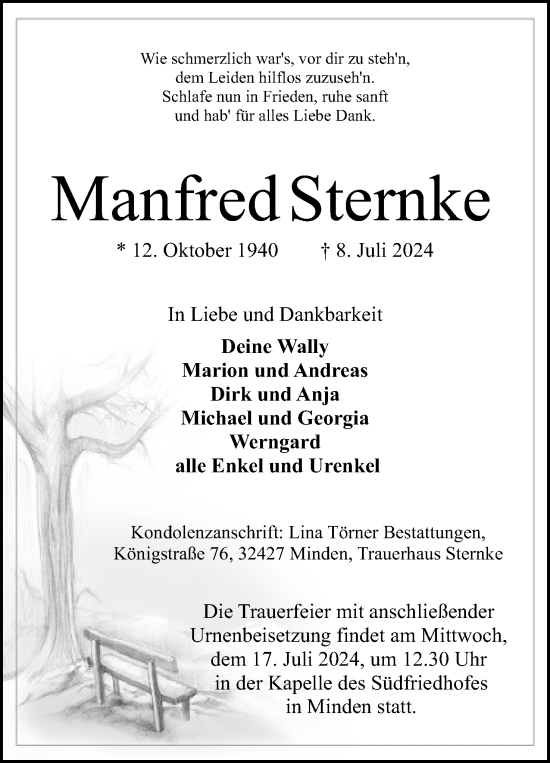 Anzeige von Manfred Sternke von 4401