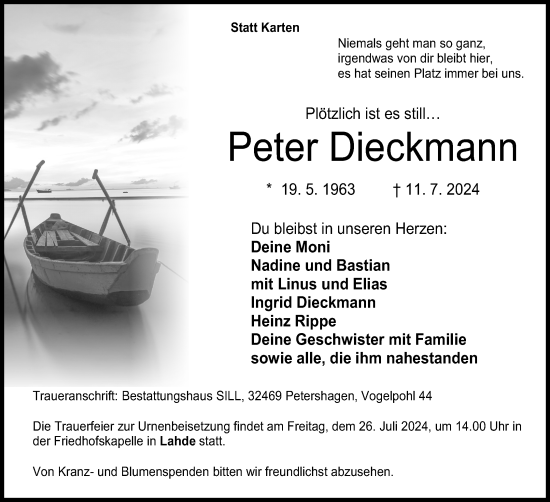 Anzeige von Peter Dieckmann von 4401