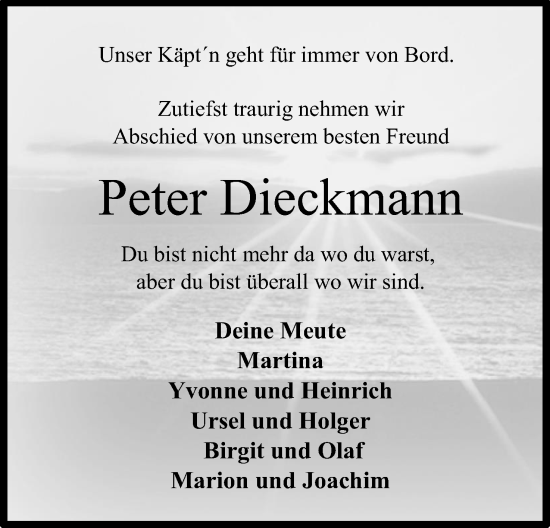 Anzeige von Peter Dieckmann von 4401