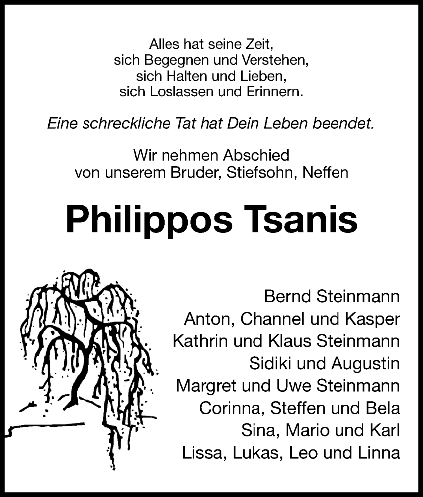  Traueranzeige für Philippos Tsanis vom 06.07.2024 aus 4401