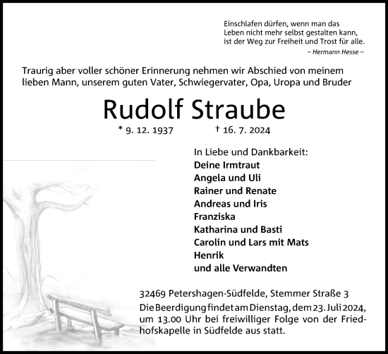 Anzeige von Rudolf Straube von 4401
