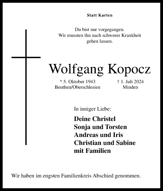 Anzeige von Wolfgang Kopocz von 4401