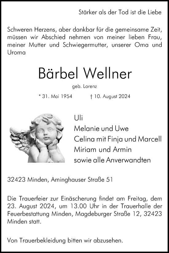 Anzeige von Bärbel Wellner von 4401