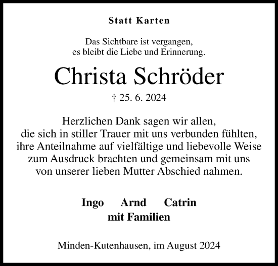 Anzeige von Christa Schröder von 4401