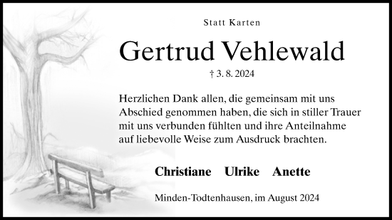 Anzeige von Gertrud Vehlewald von 4401