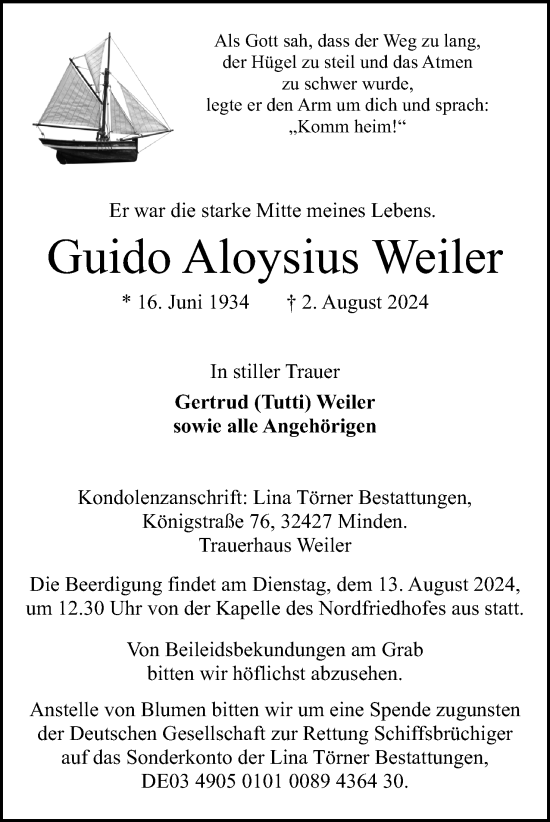 Anzeige von Guido Aloysius Weiler von 4401