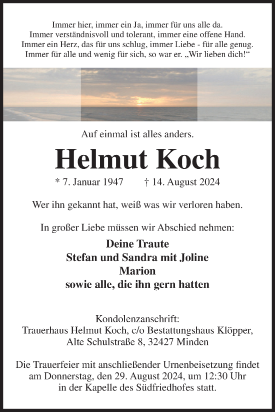 Anzeige von Helmut Koch von 4401