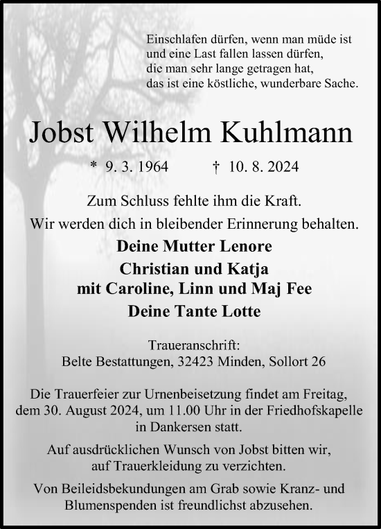 Anzeige von Jobst Wilhelm Kuhlmann von 4401