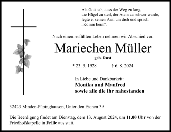 Anzeige von Mariechen Müller von 4401