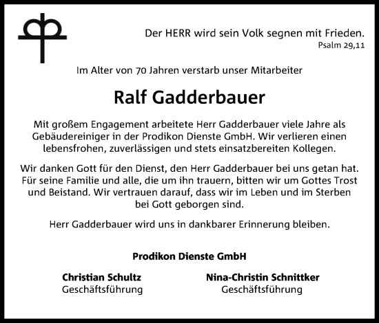 Anzeige von Ralf Gadderbauer von 4401