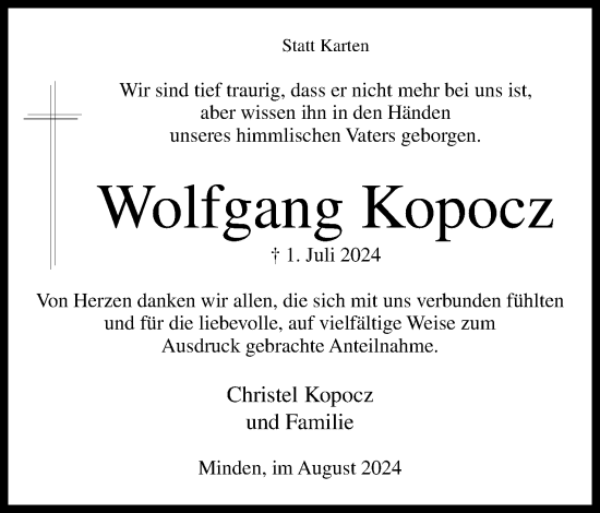 Anzeige von Wolfgang Kopocz von 4401