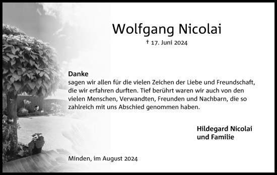 Anzeige von Wolfgang Nicolai von 4401