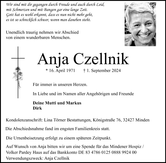 Anzeige von Anja Czellnik von 4401