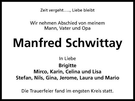 Anzeige von Manfred Schwittay von 4401